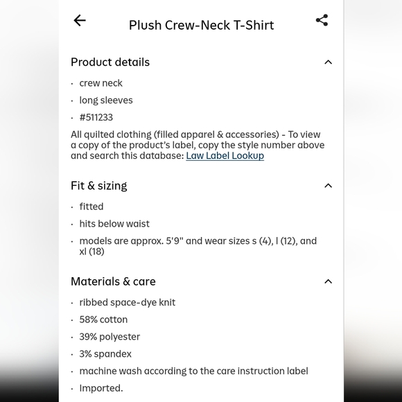 NWT Old Navy XL Plush Crew Neck Tee Longsleeve Lilac Marled AS-2393 - Picture 3 of 8